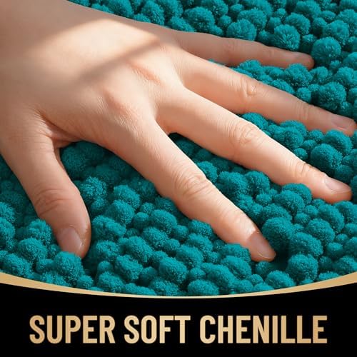 OLANLY Thick Chenille Absorbent Bathroom Rugs Mat 30x20, Deep Lake - Image 2