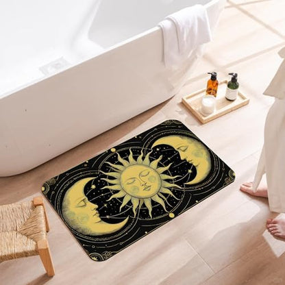 Bath Mats for Bathroom, Boho Sun Moon Bathroom Rugs, Celestial Diatomaceous - Image 3