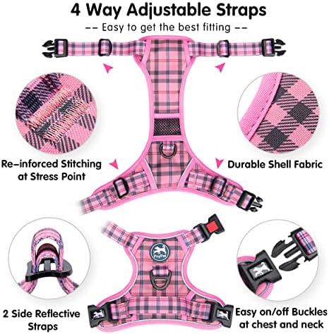 PoyPet Plaid Dog Harness Large, No Pull Vest - Image 4