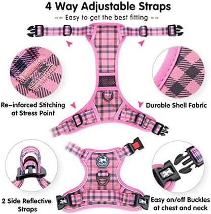 PoyPet Plaid Dog Harness Large, No Pull Vest - Image 4