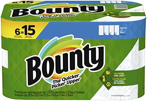 Bounty Select-A-Size Paper Towels, 6 Double Plus Rolls = 15 Regular Rolls by Bounty