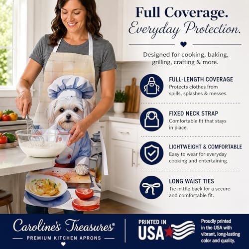 Caroline's Treasures Maltese The Chef Apron Cooking Kitchen Server Baking - Image 4