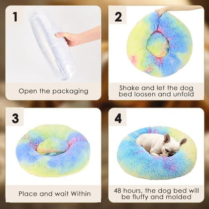 28in Large Dog Bed, Calming Donut Bed - Image 6