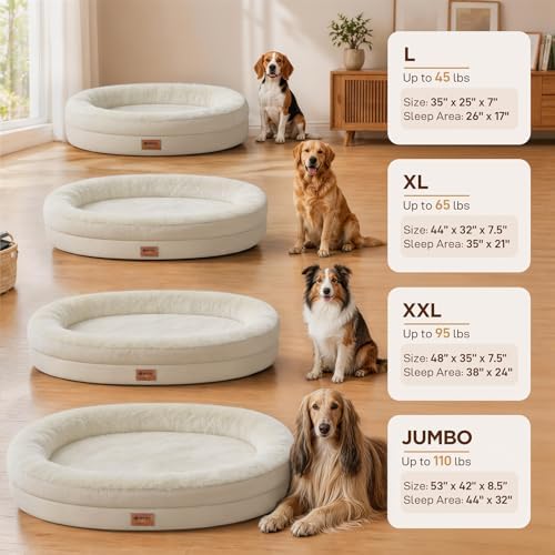 Waterproof Orthopedic Dog Bed for Large Dogs, Light Beige - Image 6