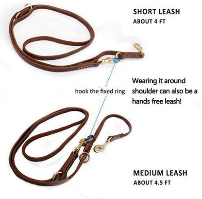 Multi Function 8ft Leather Dog Leash, Genuine Leather Hands Free Leash - Image 4