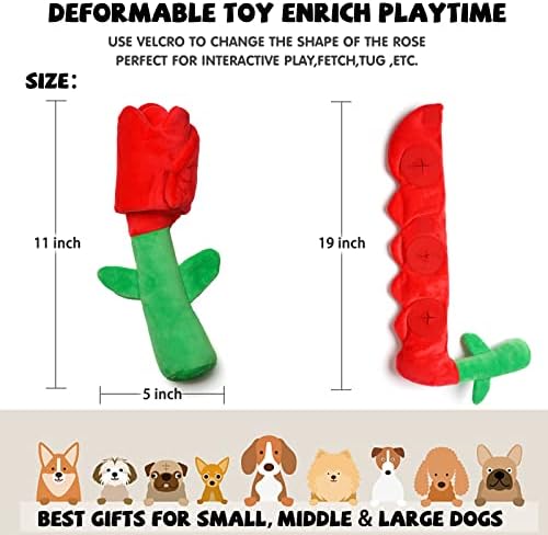 lilfrd Rose Valentines Day Dog Toy, Squeaky Crinkle Puzzle Gift - Image 3