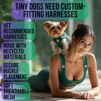 EcoBark Teacup Dog Harness, Step in Mesh Dog Harness, Forest Green - Image 2
