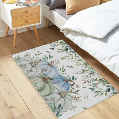 Giwawa Fall Blue Pumpkin Bath Rug Autumn Harvest Bathtub Mat Non Slip Absorbent - Image 2