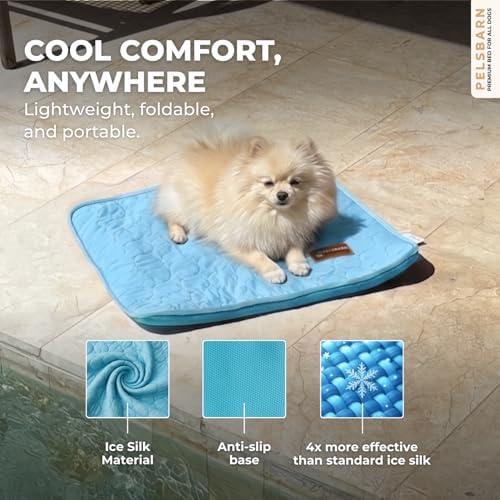 Pelsbarn Dog Cooling Mat, Ice Silk Self-Cooling Pad, Light Blue - Image 6