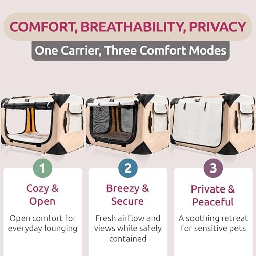 Cat & Dog Pet Carrier, Fits 2 Cats or Medium Dog Comfortably - Image 2