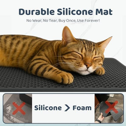Silicone Cat Litter Mat 24x15" Double Layer Honeycomb Non-Slip - Image 6