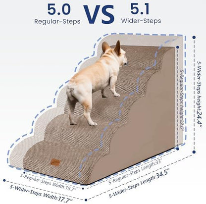 GoGoBunny Ramp Dog Stairs for High Beds 24.4" H, 5-Step Extra Wide Dog Slope - Image 4