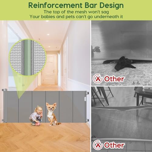 Reinforced 80 Inch Extra Wide Retractable Dog Gate to Prevent Crawling Through - Image 3