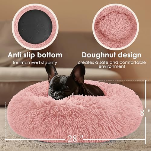28in Large Dog Bed, Calming Donut Bed - Image 3