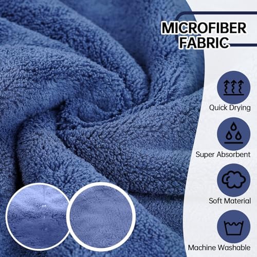 Dog Bathrobe, Fast Drying Coat, Super Absorbent Bath Towel Blue M - Image 2