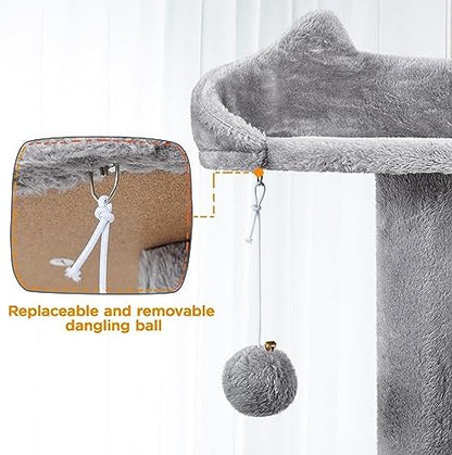 Yaheetech 80in XL Multi-Level Cat Tree, Double Caves, Sisal Posts - Image 6