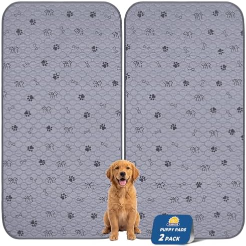 Sunheir Washable Pee Pads for Dogs, 2 Pack 36” x 72” Waterproof Puppy Pads by SUNHEIR