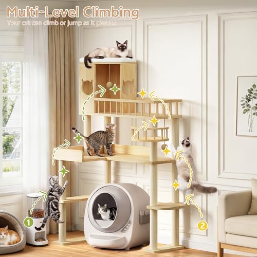 Corner Cat Tree for Automatic Litter Box, 6 Tier Cat Tower - Image 5