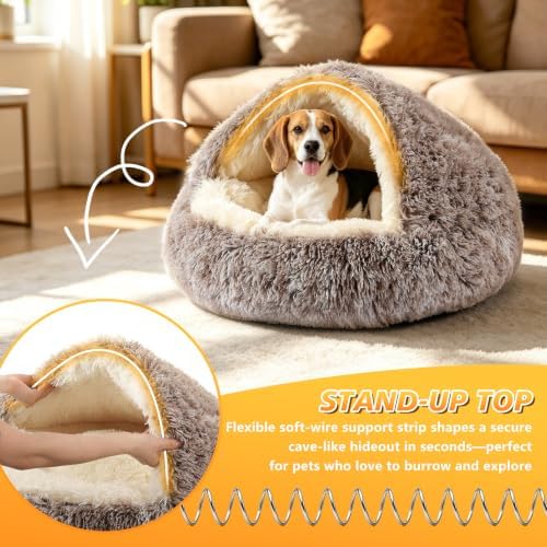 NOYAL Hooded Donut Bed, Calming Cave - Image 6
