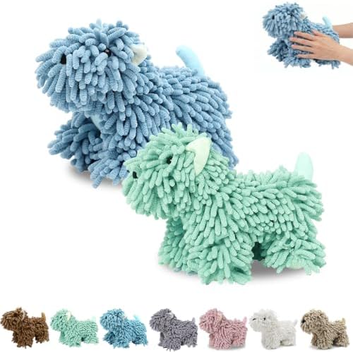 Chenille Dog Hand Towel Fuzzy Ball Dog Towel Animal Hand Towels by FAGOBI