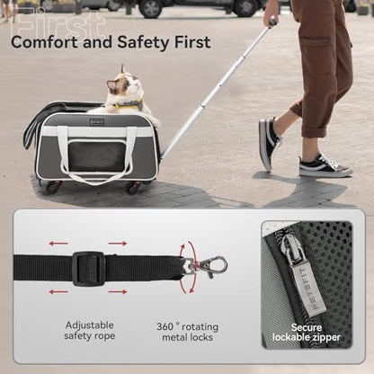 Petsfit Cat Carrier with Wheels, Removable Spinner Wheels - Image 4