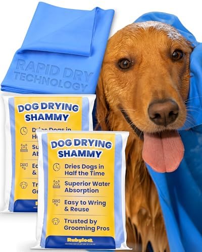Shammy Dog Towel for Drying Dogs Large, Ultra Absorbent, 2 Pack by Rubyloo