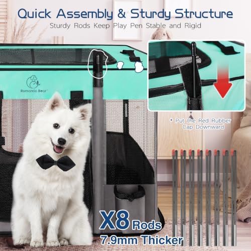 ROMANTIC BEAR Dog Playpen, Foldable Pet Puppy Cat Playpen - Image 5
