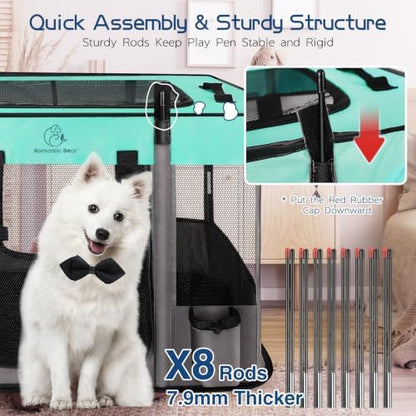 ROMANTIC BEAR Dog Playpen, Foldable Pet Puppy Cat Playpen - Image 5