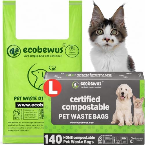 Certified Compostable Pet Waste Disposal Bag Plant-Based Cat Litter Poop Waste by ecobewus