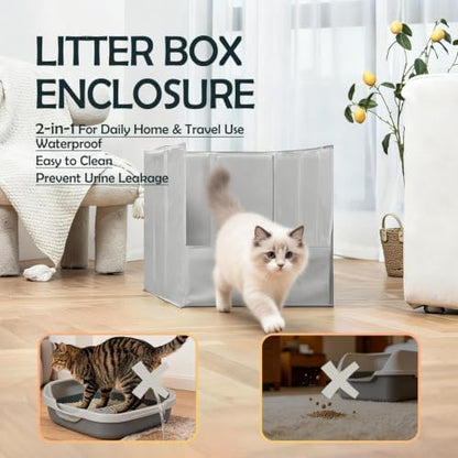 MEEXPAWS Cat Litter Box Enclosure, Foldable Waterproof Splash Guard - Image 2