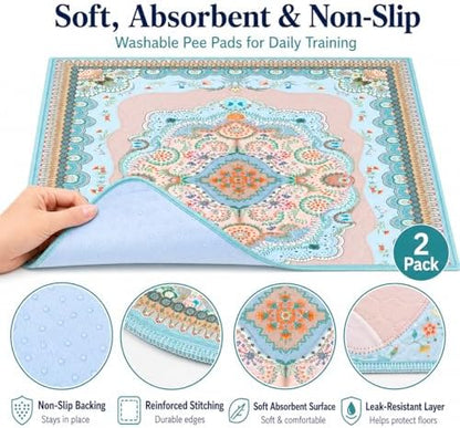 Washable Pee Pads for Dogs, 2 Pack Reusable Puppy Training Pads - Image 3