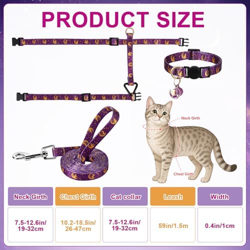 2 Pack Cat Harness and Leash, Escape Proof Adjustable Kitten Harness Multi - Image 2