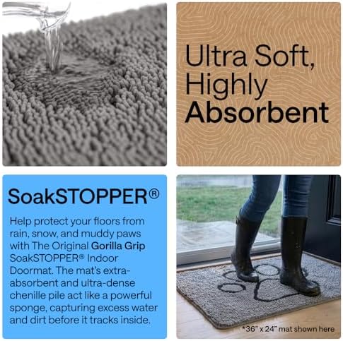 GORILLA GRIP SoakSTOPPER Dog Door Mat, Machine Wash and Dry, 36x24 Gray - Image 4