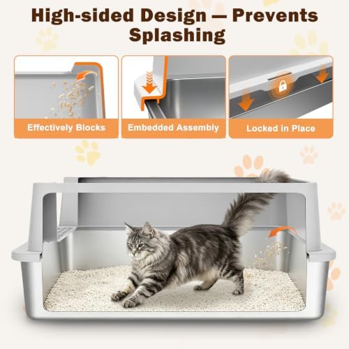 AIPERRO Extra Large Stainless Steel Litter Box - Image 2