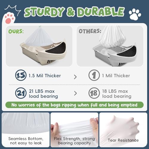 60 Pack Litter Box Robot 3 4and 5 Waste Bags, 1.5 Mils Thick Drawstrings - Image 2