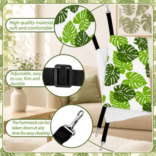 Jetec 2 Pack Cat Hammock for Cage, Monstera Leaf - Image 6