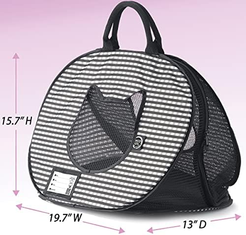 Necoichi Stress-Free Cat Travel Carrier Collapsible Gray White - Image 3