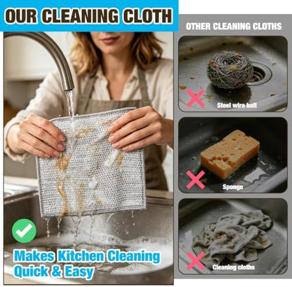 50 Pcs Non-Scratch Reusable Silver Wire Dishwashing Rags - Image 5
