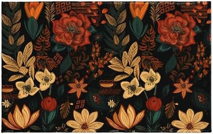 Giwawa Boho Floral Bath Rug Black Mid Century Bathtub Mat Absorbent Non Slip by Giwawa