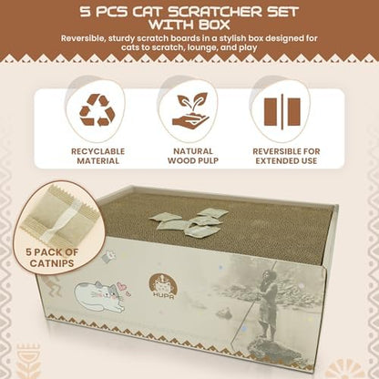 5 Pack Cat Scratching Boards | Reversible Cardboard Cat Scratcher - Image 2