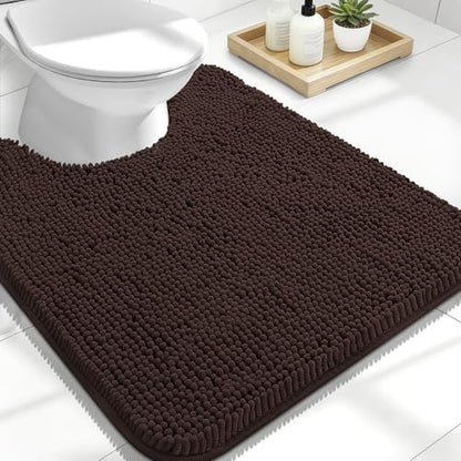 OLANLY Toilet Rugs U-Shaped 24x20, Soft Absorbent Chenille Contour Rugs by OLANLY