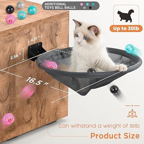 JUNSPOW Cat Hammock Wall Mounted, Foldable & Stable Cat Beds- Breathable Cat - Image 4