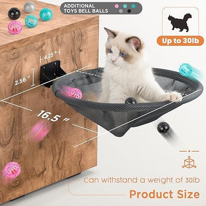 JUNSPOW Cat Hammock Wall Mounted, Foldable & Stable Cat Beds- Breathable Cat - Image 4