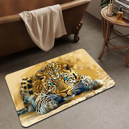 Bath Mat Rug, Beautiful Leopard Non Slip Quick Dry Super Absorbent Thin - Image 3