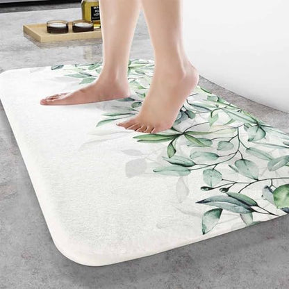Watercolor Leaf Bath Rugs for Bathroom Hand Paint Leaves Durable Flannel Bath - Image 2