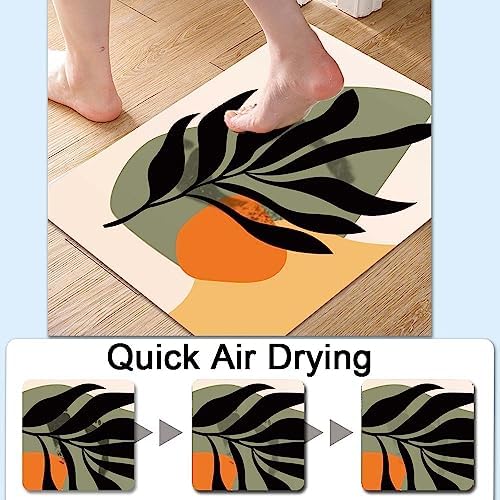 Bath Mat Rug, Boho Botanical Leaves Non Slip Quick Dry Super Absorbent Thin - Image 4