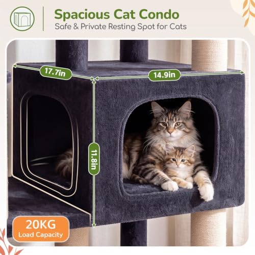 Globlazer Heavy Duty Cat Tree for Large Cats, 25.5in Wide Top Perch - Image 4
