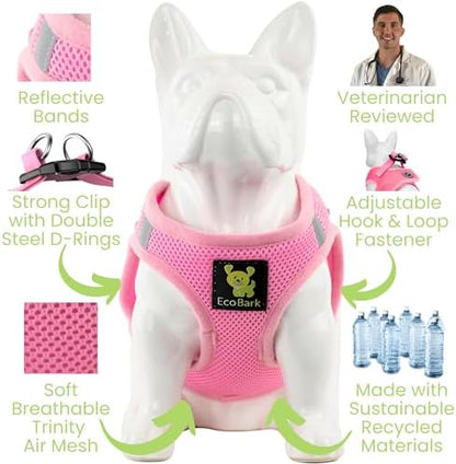 EcoBark Small Dog Harness, Luxury Soft Step in Mesh Vest, Baby Pink - Image 7
