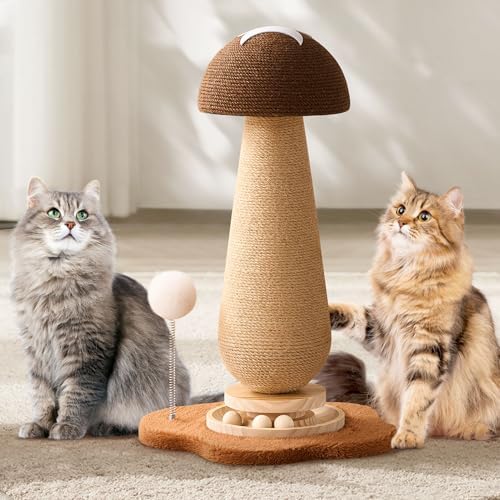 Mushroom Cat Scratching Post Cat Tree, 21.5‘’ H Cute Cat Scratcher Tower - Image 6