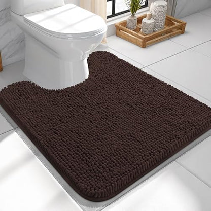 OLANLY Toilet Rugs U-Shaped 24x24, Soft Absorbent Chenille Contour Rugs by OLANLY